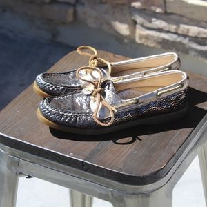 Sperry Gold Snakeskin Boat Shoes